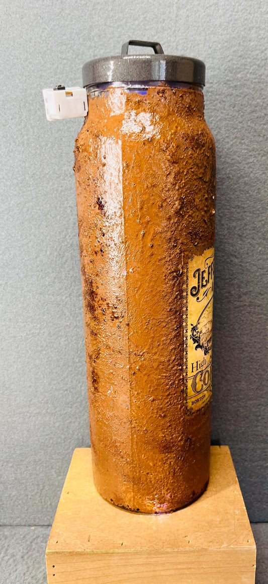 Grungy Coffee Jar with Battery Candle | Rustic Home Decor, Vintage Style Tea Light Holder, Cozy Ambient Lighting Gift