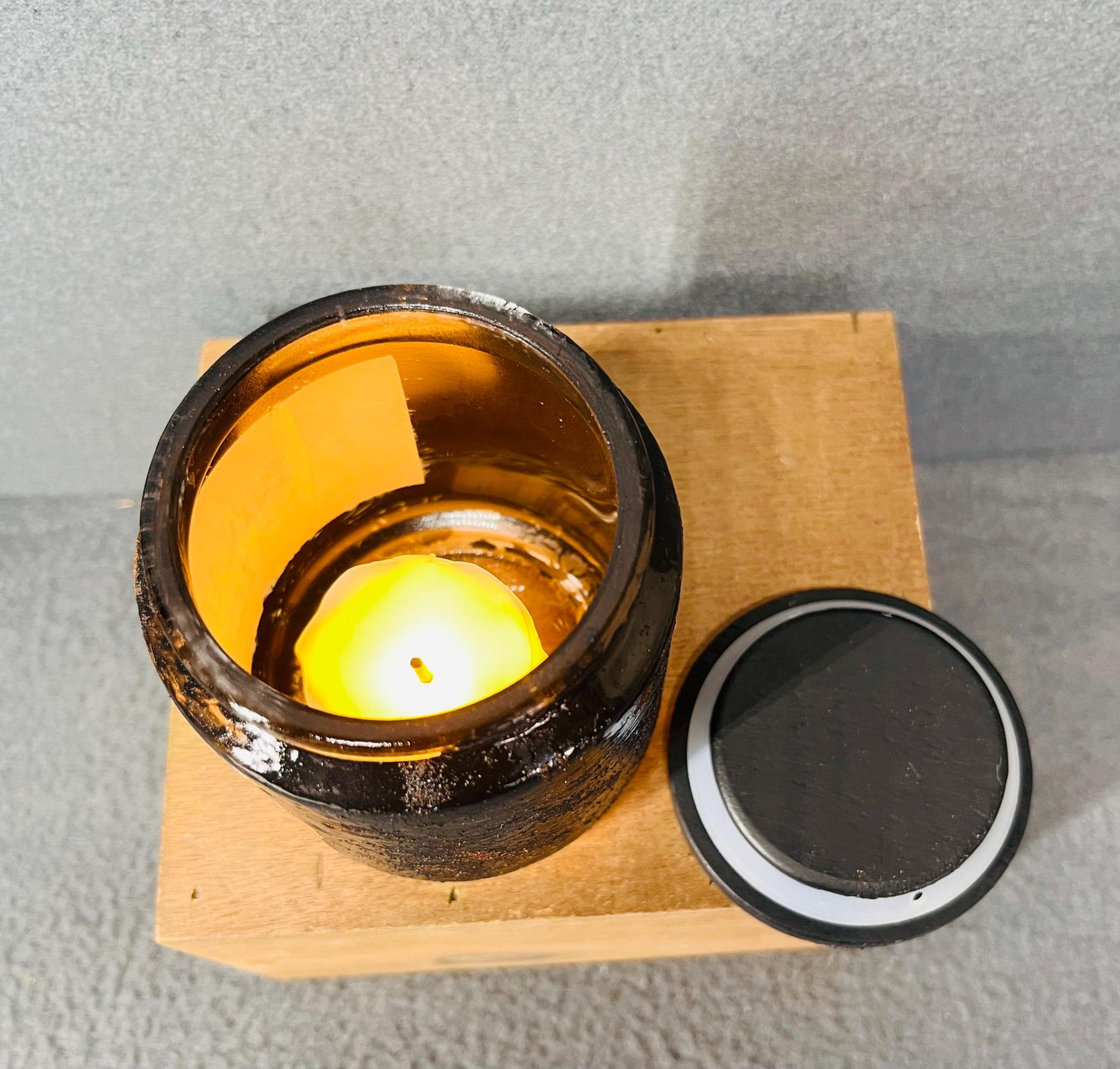 Cinnamon Sticks Jar with Battery Candle - Cozy Aromatic Decor, Flameless LED Candle Gift, Rustic Home Accent