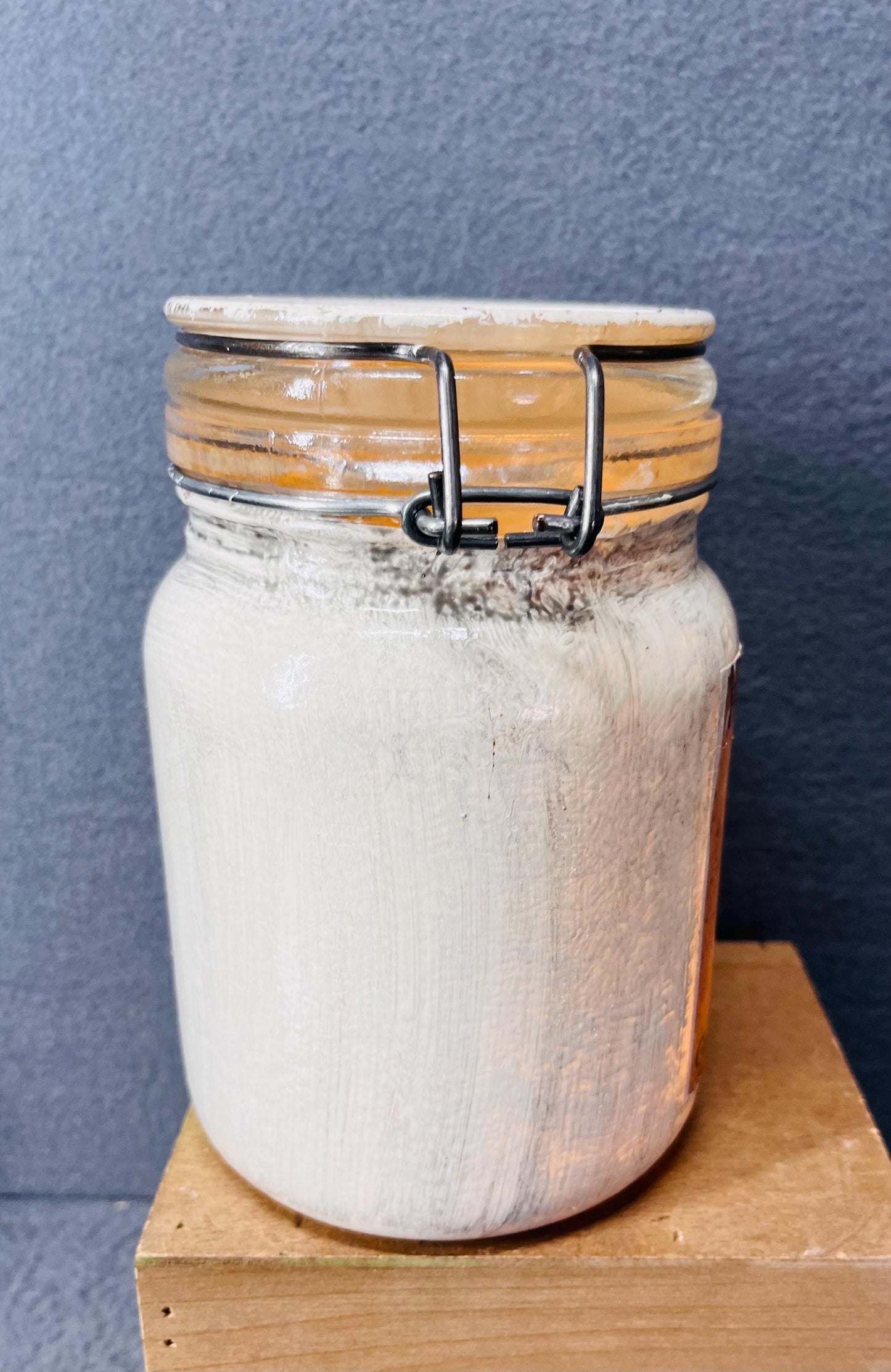 Rustic White Egg Jar with Battery Candle - Farmhouse Decor, Cozy Ambient Light, Decorative Lantern for Home & Wedding