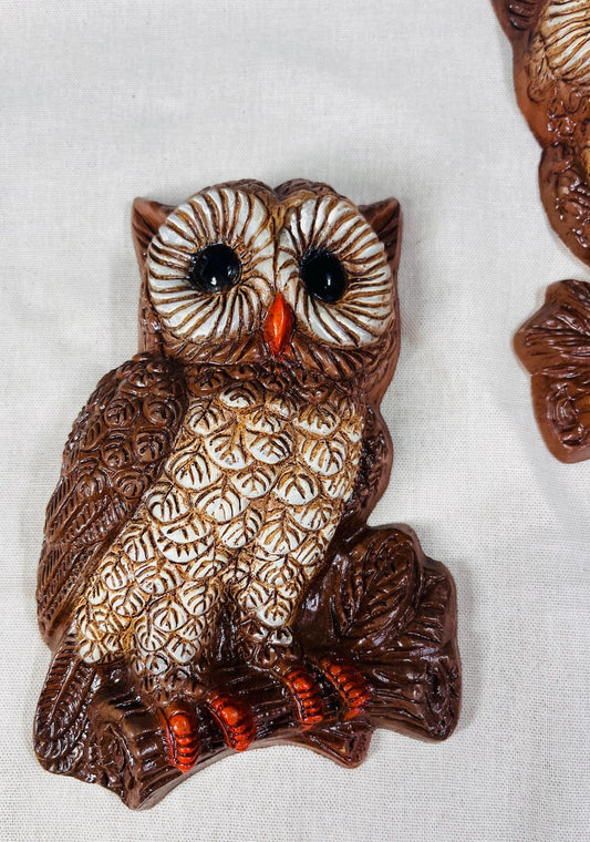 Vintage Owl Wall Plaques Set of 2 | Rustic Woodland Decor, Nature Inspired Art, Cute Home Accent