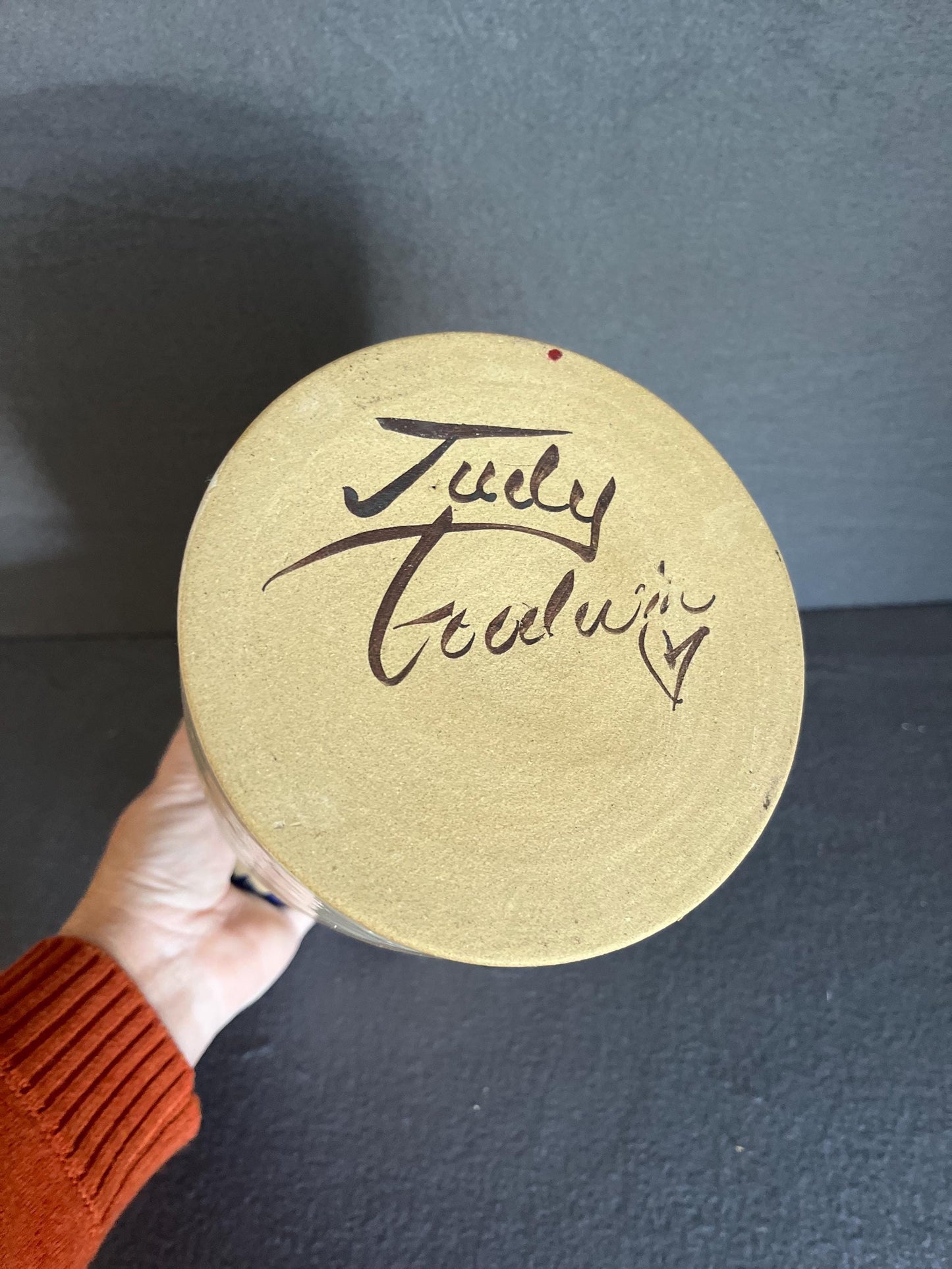 Hand-Painted Snowman Pitcher by Judy Goodwin – Signed Collectible Winter Decor, Perfect for Holiday Serving or Display