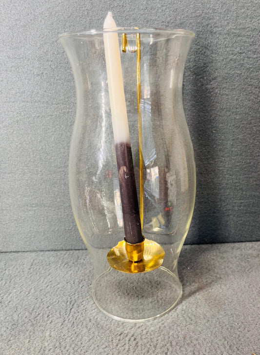 Vintage Hurricane Lamp with Hanging Brass Candle Holder | Rustic Home Decor & Elegant Lighting Accessory