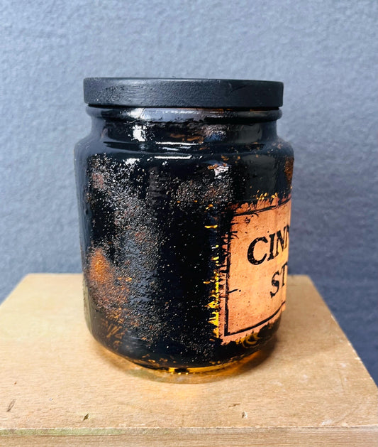 Cinnamon Sticks Jar with Battery Candle - Cozy Aromatic Decor, Flameless LED Candle Gift, Rustic Home Accent