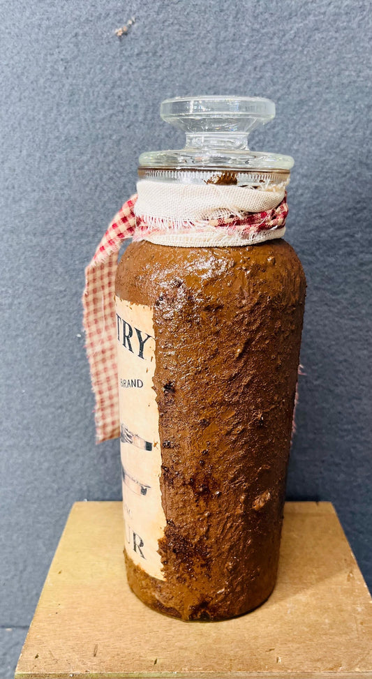 Country Flour Jar with Airtight Lid – Rustic Kitchen Storage Container for Baking & Pantry Organization, Vintage Ceramic Canister