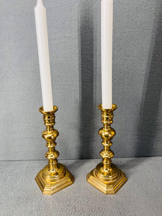 Brass Candle Stick Holders - Vintage Style Home Decor, Elegant Table Centerpiece, Unique Wedding & Party Decor Set