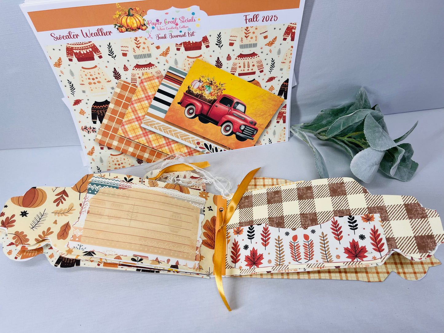π Sweater Weather (Vintage Red Truck) Creative Journal Kit β Cozy Autumn Junk Journal Ephemera Pack π