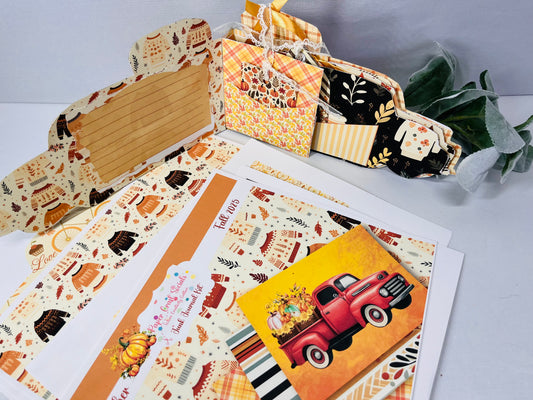 🍂 Sweater Weather (Vintage Red Truck) Creative Journal Kit – Cozy Autumn Junk Journal Ephemera Pack 🍂