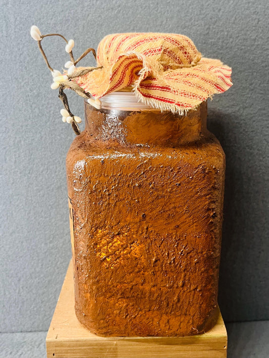 Sweet Butter Rustic Jar with Battery Powered Candle | Cozy Home Decor, Farmhouse Style, Table Centerpiece, Gift Idea