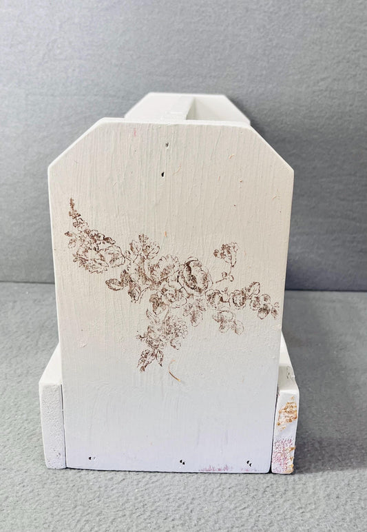 Rustic Wood Caddy Organizer – Handmade Vintage Storage Box for Home Decor & Kitchen Utensils Holder