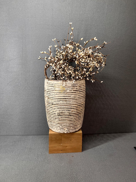 Deep Wood Bowl Planter – Rustic Wooden Crock for Indoor Plants, Decorative Centerpiece, Handmade Natural Wood Container