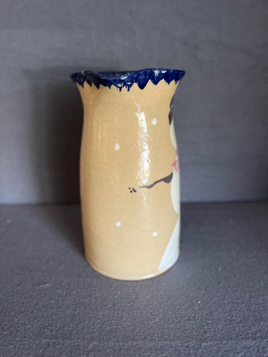 Hand-Painted Snowman Pitcher by Judy Goodwin – Signed Collectible Winter Decor, Perfect for Holiday Serving or Display