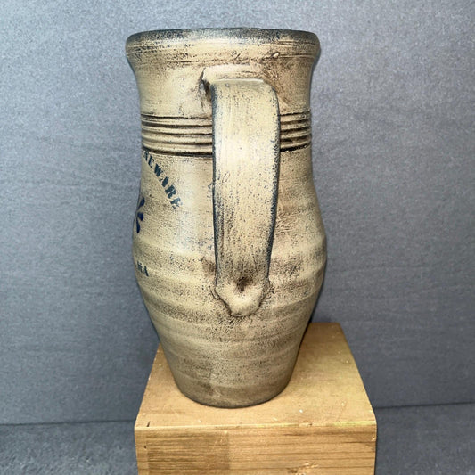 Vintage Colonial Stoneware Pitcher 8-3/4" Tall Red Pottery Sturbridge MA Antique Ceramic Jug