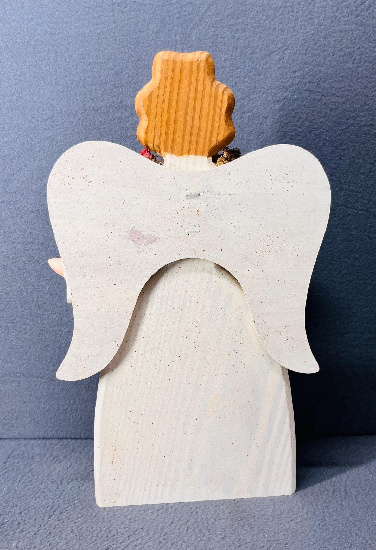 Tole Painted Wood Angel Decor, Handcrafted Rustic Christmas & Holiday Home Accent, Unique Gift for Winter Season