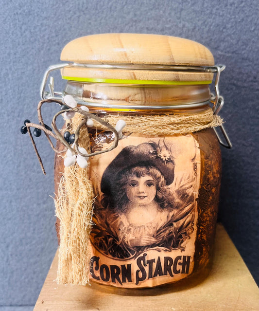Corn Starch Rustic Jar with Battery Candle - Eco-Friendly Home Decor, Sustainable Jar, Rustic Candle Holder & Farmhouse Accent