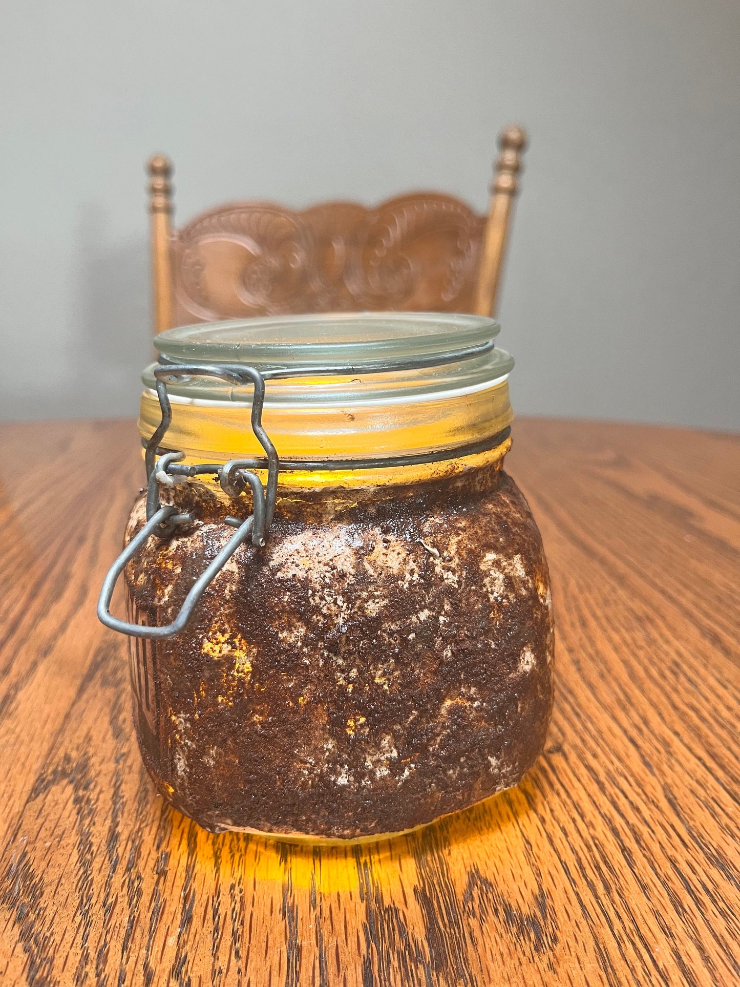 Primitive Grubby Baking Powder Jar - Rustic Farmhouse Decor & Distressed Handmade Pantry Accent with Candle