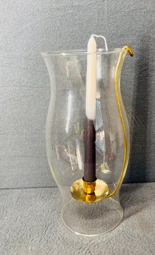 Vintage Hurricane Lamp with Hanging Brass Candle Holder | Rustic Home Decor & Elegant Lighting Accessory