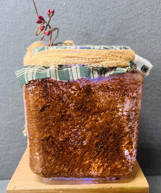 Leaf Lard Rustic Jar with Battery Powered Candle | Cozy Home Decor & Gift Idea | Farmhouse Style Candle Holder