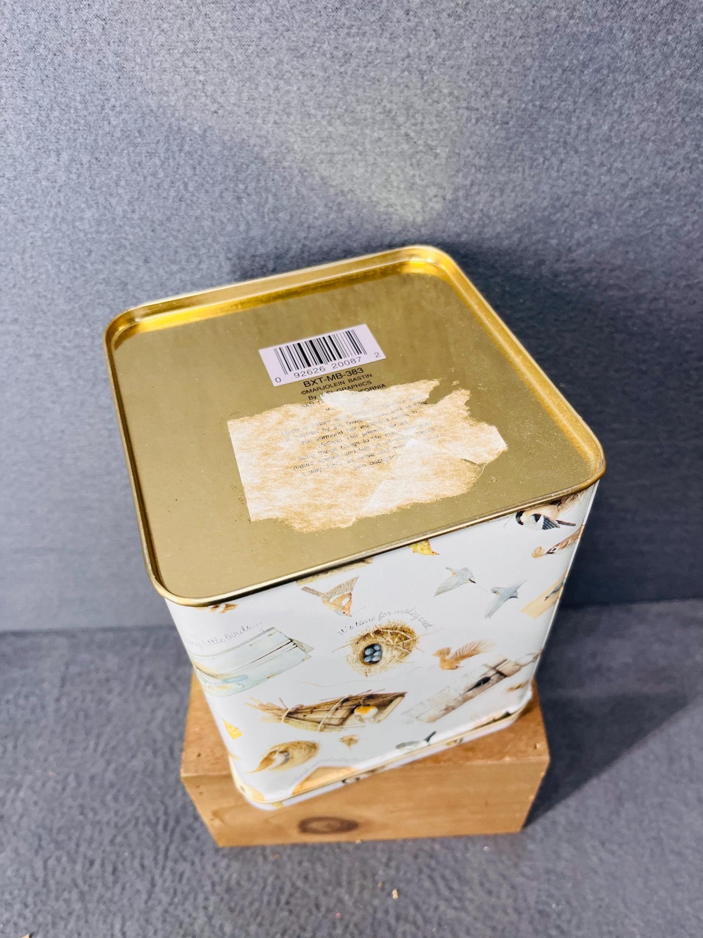 Marjolein Bastin Bird Square Tin, Decorative Tin Storage Box for Home and Garden, Unique Gift Idea & Collectible Bird Art