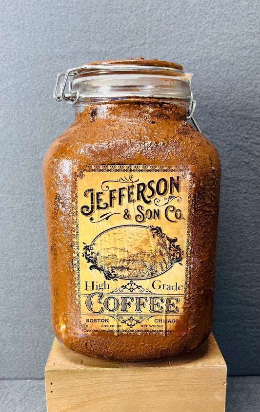 Coffee Jar with Battery Candle Light | Decorative Storage Container & Flameless Candle Gift for Kitchen and Home Ambiance