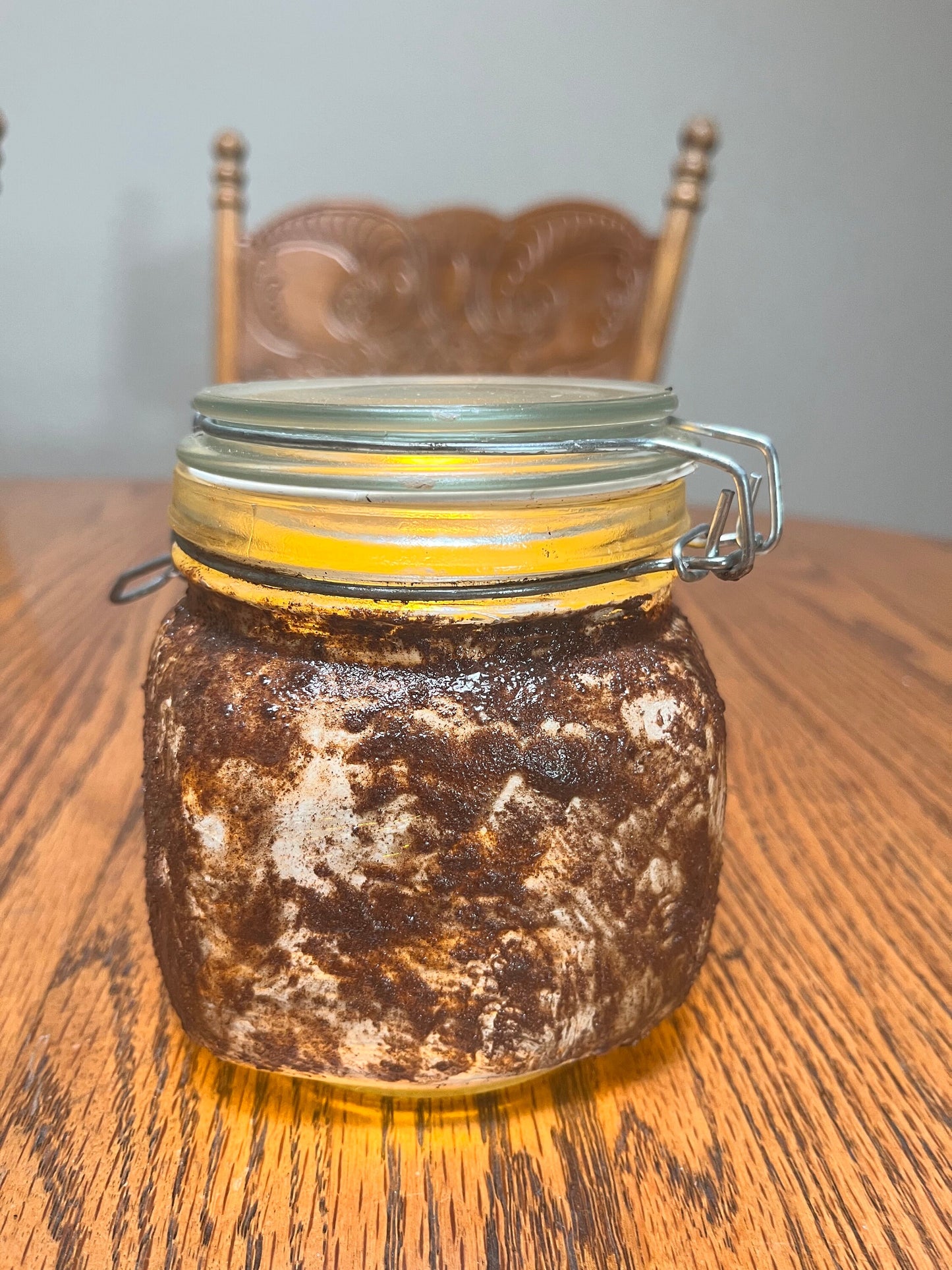 Primitive Grubby Baking Powder Jar - Rustic Farmhouse Decor & Distressed Handmade Pantry Accent with Candle