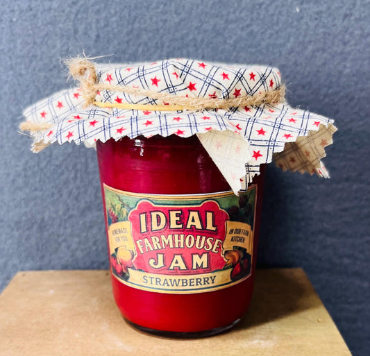 Strawberry Jelly Jar Decoration - Vintage Inspired Home Decor, Cute Kitchen Centerpiece & Gift Idea for Fruit Lovers