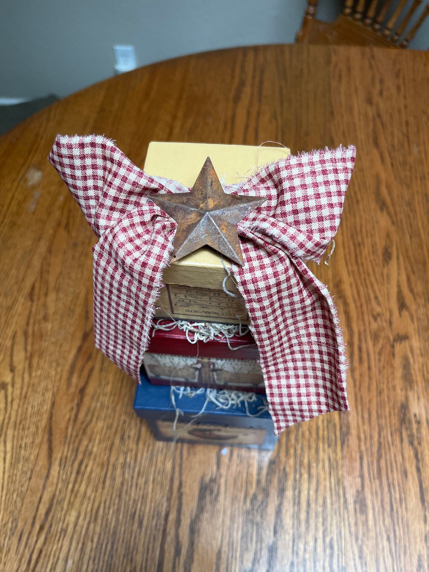 Handcrafted Primitive Americana Paper Mache Box Stack - Set of 3 | Rustic square distressed nesting boxes, Country farmhouse home decor