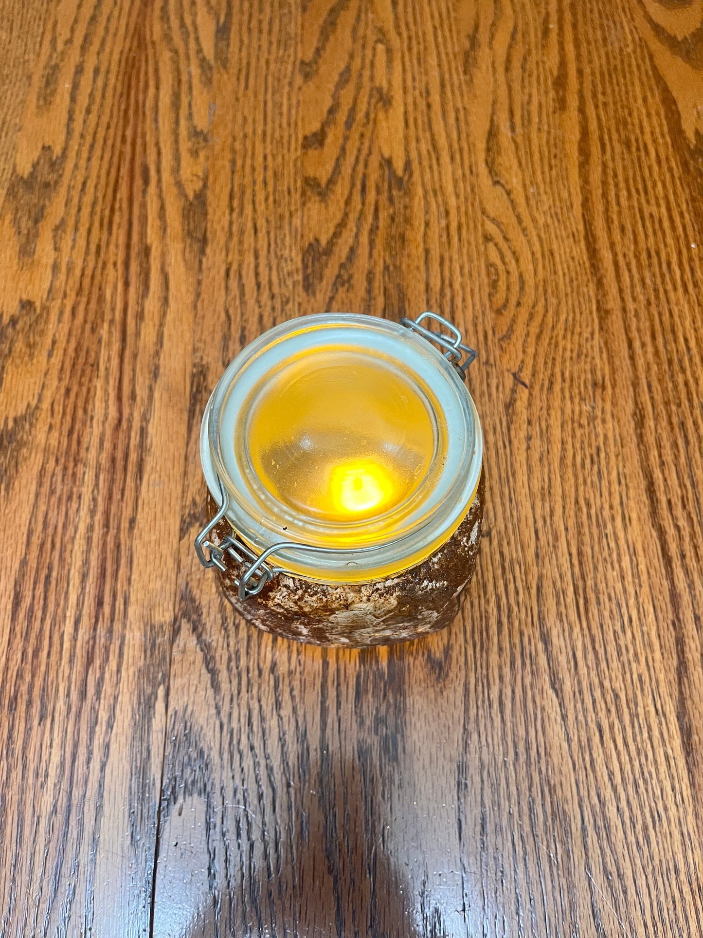 Primitive Grubby Baking Powder Jar - Rustic Farmhouse Decor & Distressed Handmade Pantry Accent with Candle