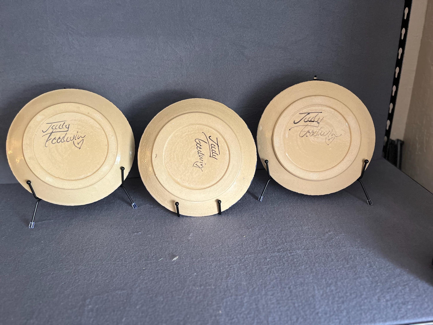 Judy Goodwin Signed Hand-Painted Snowman Dessert Plates – Set of 3, Collectible Winter Decor, Unique Holiday Tableware