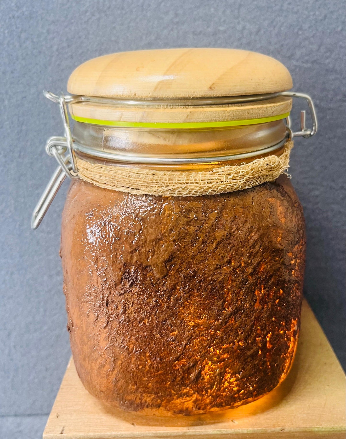 Corn Starch Rustic Jar with Battery Candle - Eco-Friendly Home Decor, Sustainable Jar, Rustic Candle Holder & Farmhouse Accent
