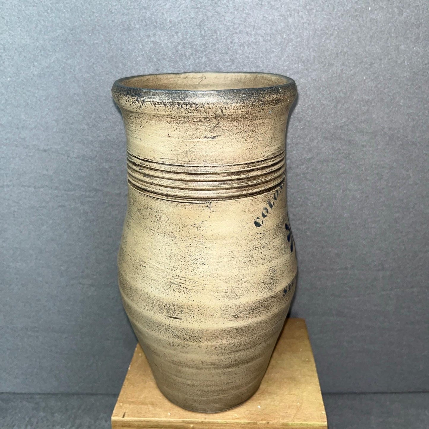 Vintage Colonial Stoneware Pitcher 8-3/4" Tall Red Pottery Sturbridge MA Antique Ceramic Jug