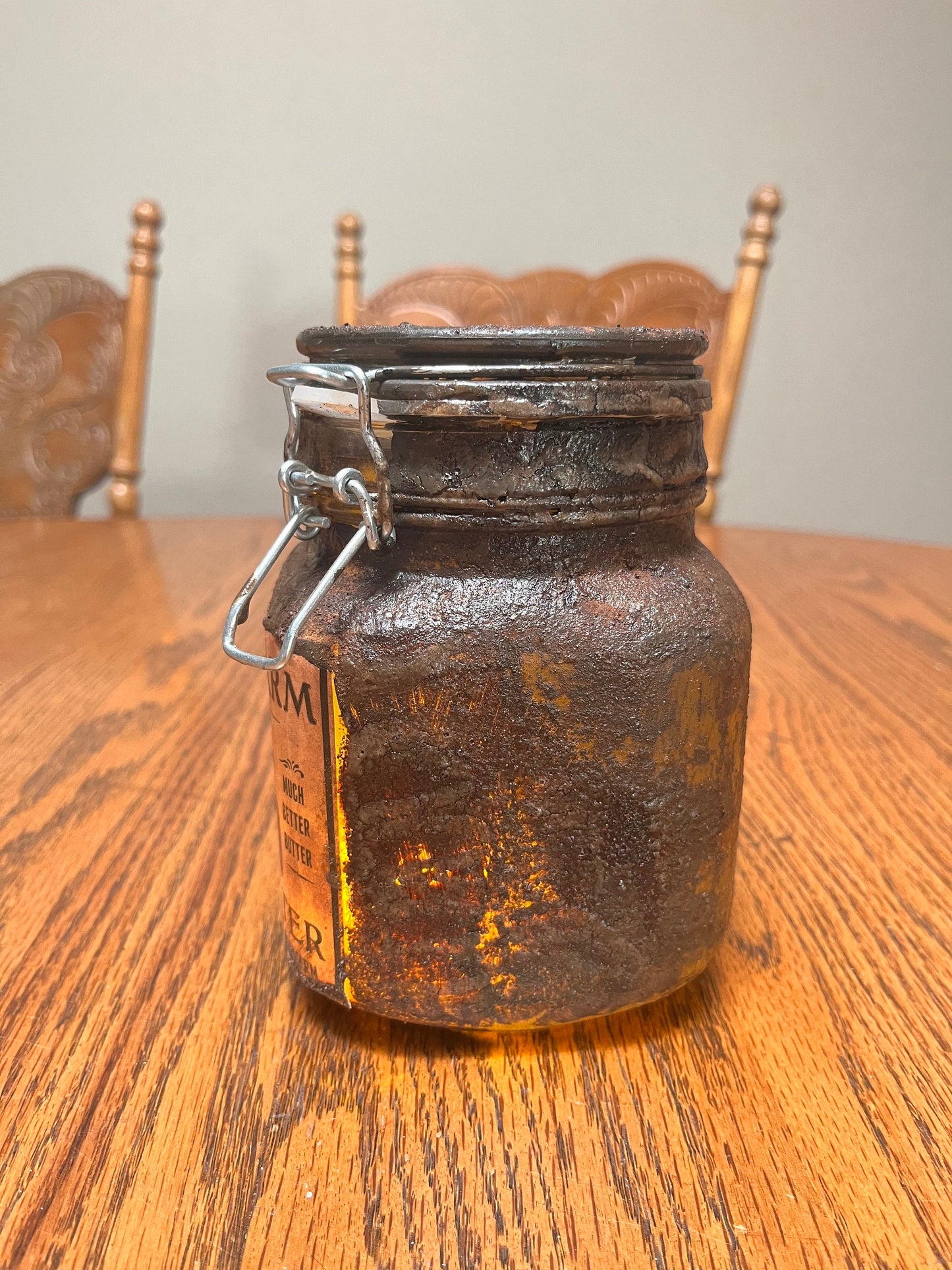 Rustic Grungy Sweet Butter Jar | Distressed Light for Pantry Storage & Spice Decor