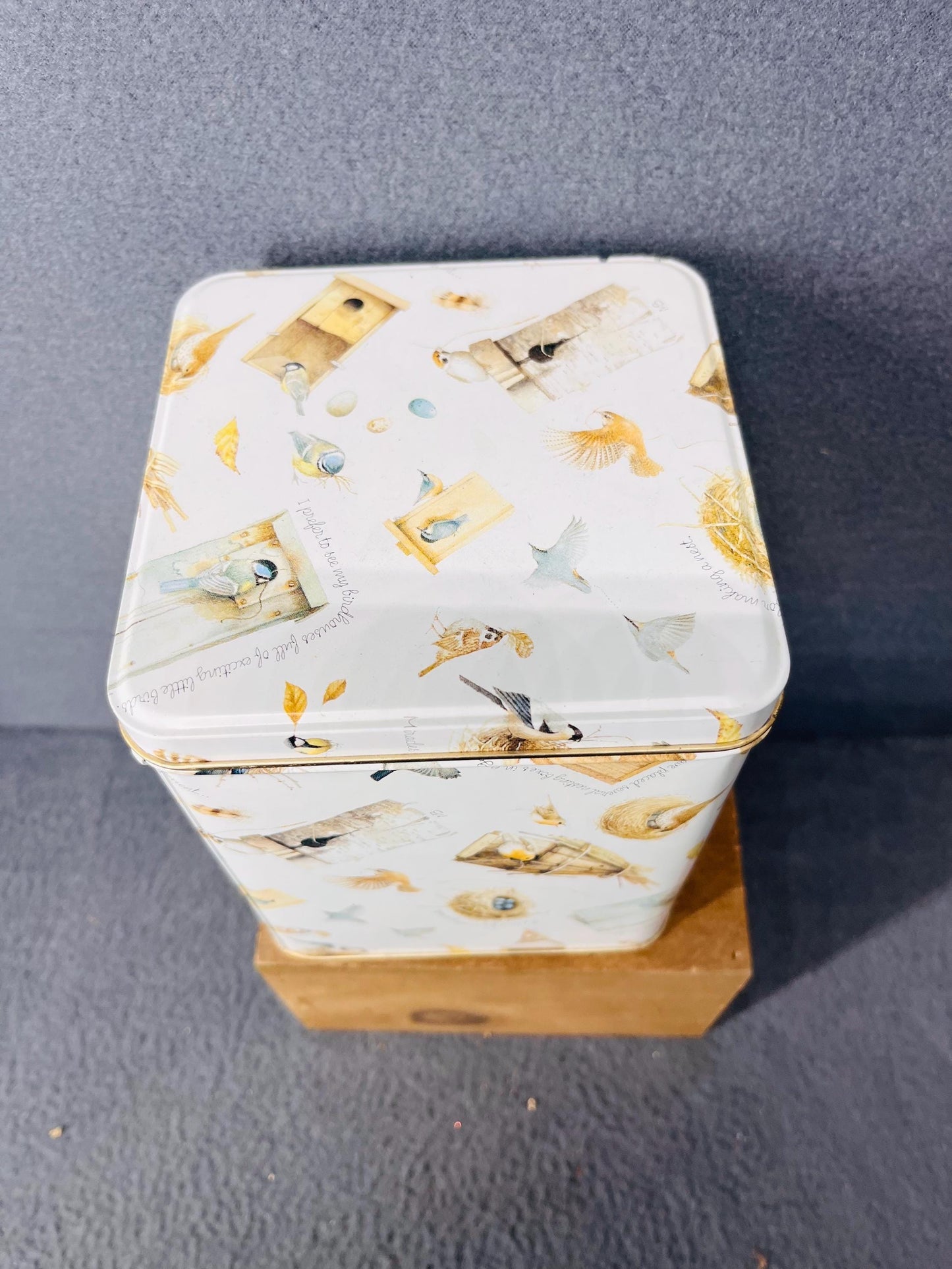 Marjolein Bastin Bird Square Tin, Decorative Tin Storage Box for Home and Garden, Unique Gift Idea & Collectible Bird Art