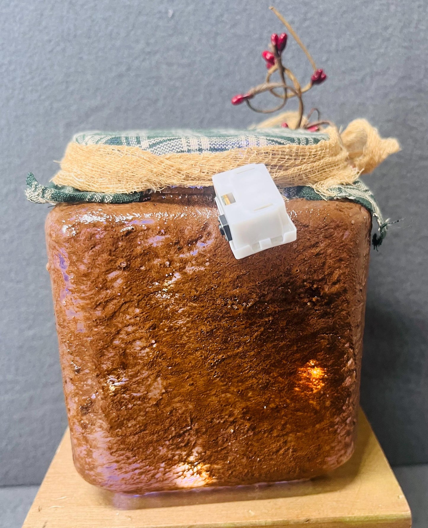 Leaf Lard Rustic Jar with Battery Powered Candle | Cozy Home Decor & Gift Idea | Farmhouse Style Candle Holder