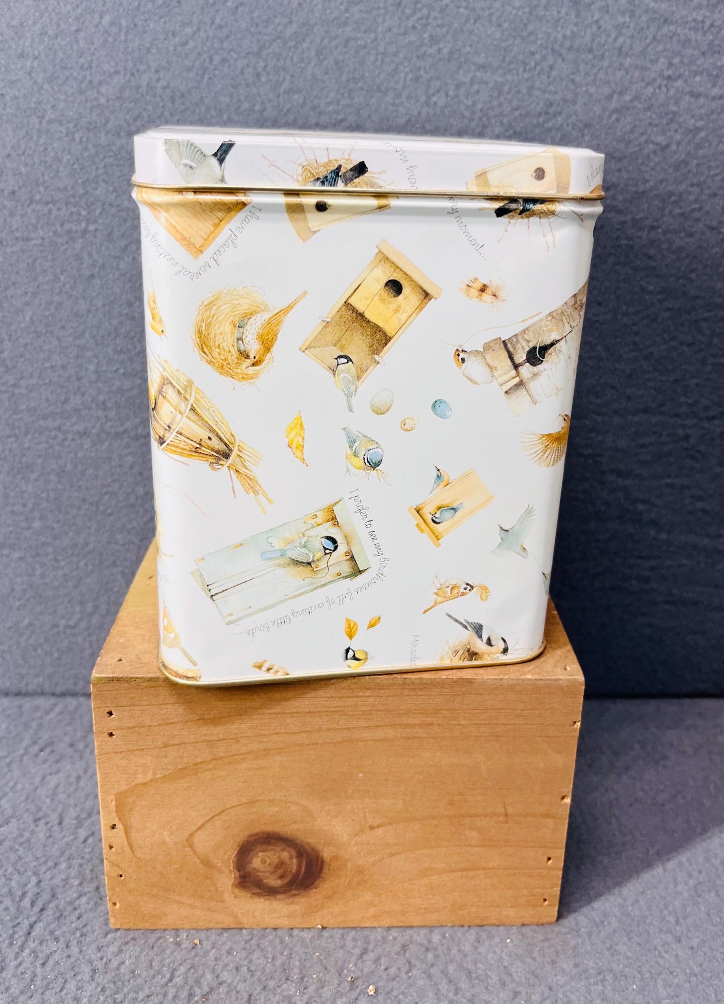 Marjolein Bastin Bird Square Tin, Decorative Tin Storage Box for Home and Garden, Unique Gift Idea & Collectible Bird Art