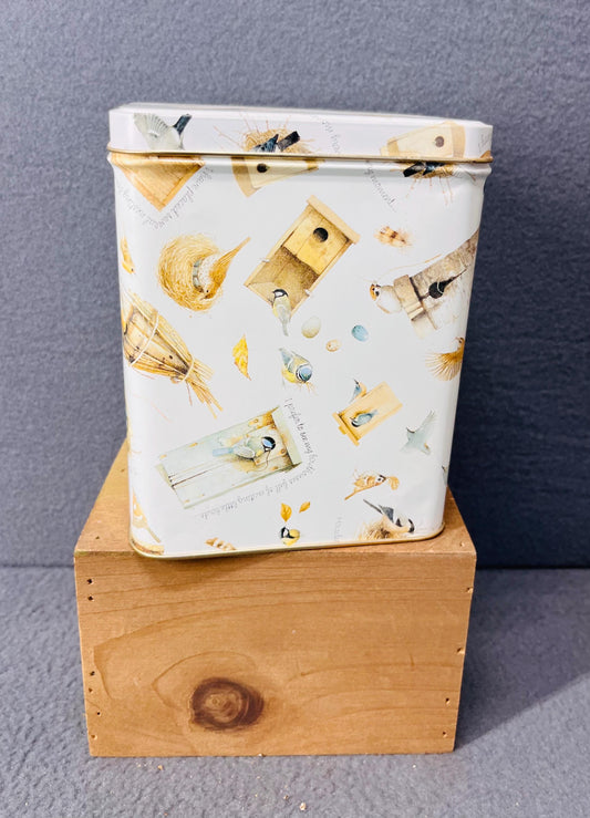Marjolein Bastin Bird Square Tin, Decorative Tin Storage Box for Home and Garden, Unique Gift Idea & Collectible Bird Art