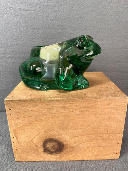 Vintage Indiana Glass Frog Votive Holder Decorative Candle Cup Mid Century Collectible Decor
