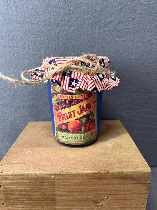 Blueberry Jam Jar Display | Handmade Fruit Preserves Shelf Decor | Rustic Kitchen Storage | Farmhouse Home Accent