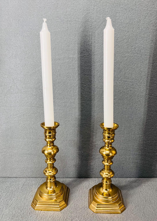 Brass Candle Stick Holders - Vintage Style Home Decor, Elegant Table Centerpiece, Unique Wedding & Party Decor Set