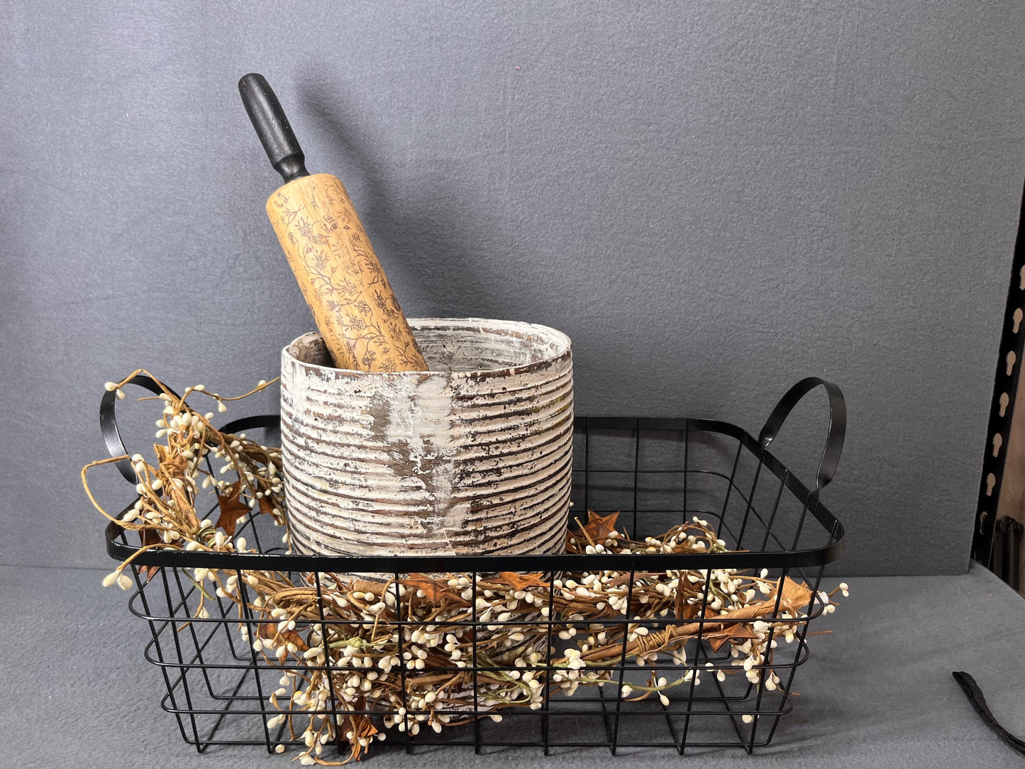 Deep Wood Bowl Planter – Rustic Wooden Crock for Indoor Plants, Decorative Centerpiece, Handmade Natural Wood Container