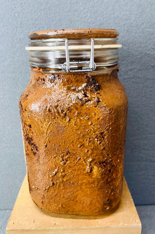 Grungy Sugar Jar with Battery Candle | Rustic Vintage Kitchen Decor & Ambient Lighting Container