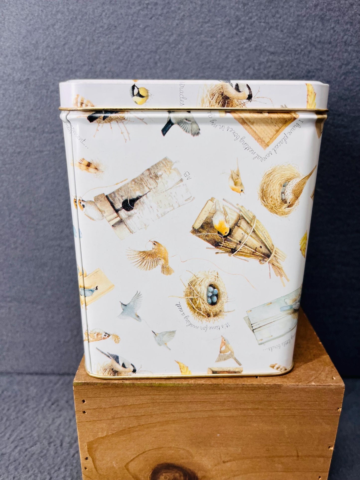 Marjolein Bastin Bird Square Tin, Decorative Tin Storage Box for Home and Garden, Unique Gift Idea & Collectible Bird Art