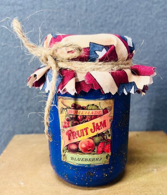 Blueberry Grungy Jar - Rustic Home Decor, Unique Kitchen Storage, Vintage Style, Shabby Chic, Gifts for Her & Blueberry Lovers
