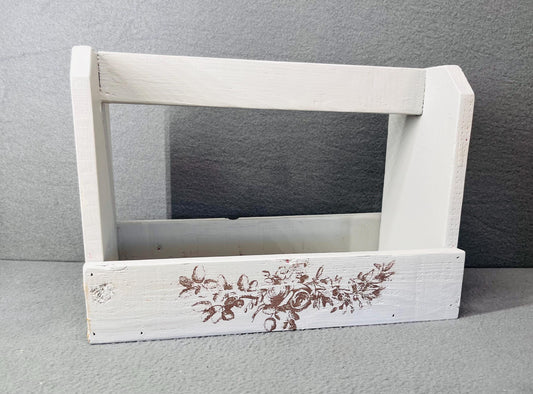 Rustic Wood Caddy Organizer – Handmade Vintage Storage Box for Home Decor & Kitchen Utensils Holder