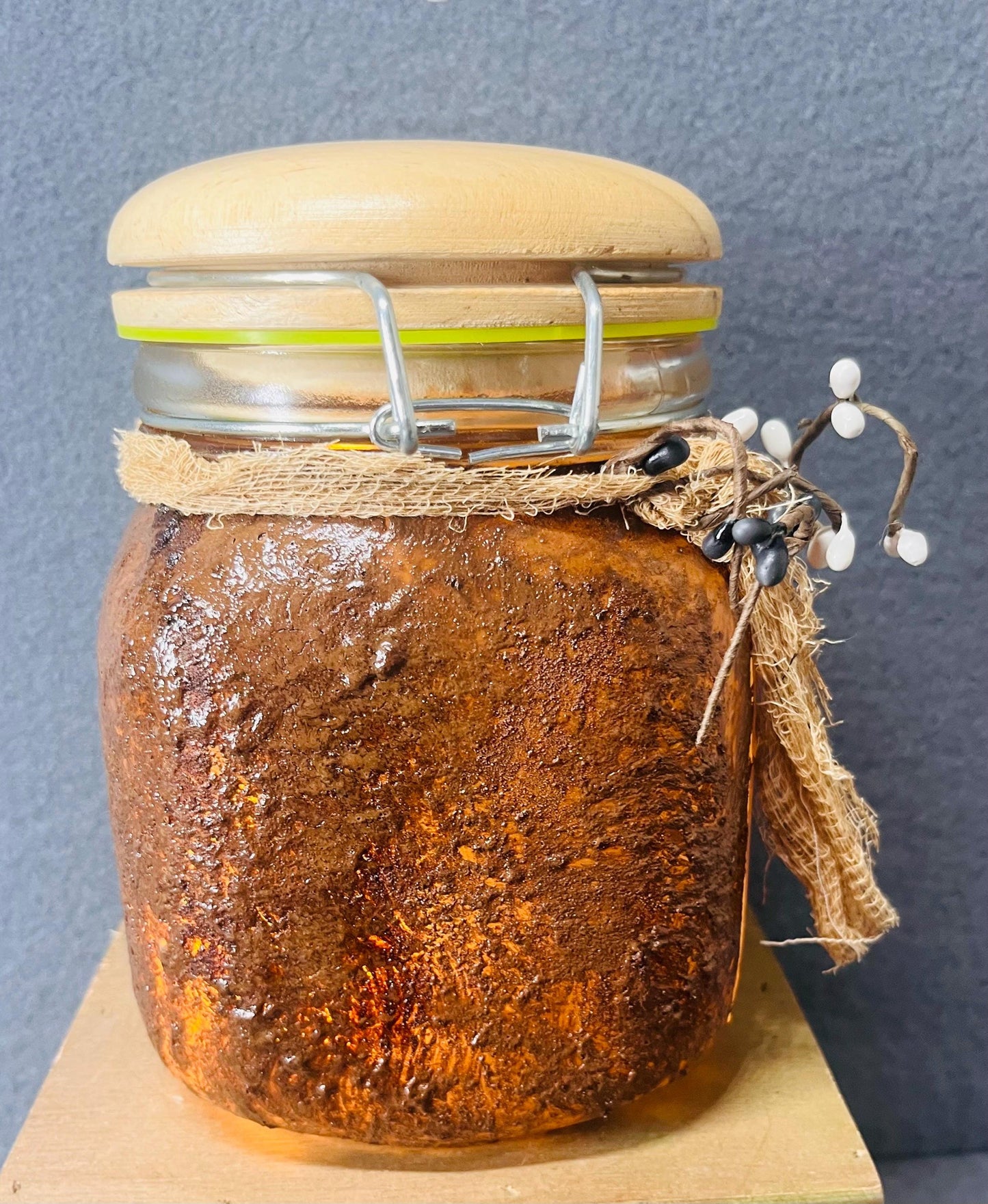 Corn Starch Rustic Jar with Battery Candle - Eco-Friendly Home Decor, Sustainable Jar, Rustic Candle Holder & Farmhouse Accent